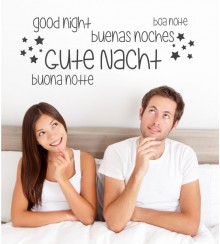 Gute Nacht als mehrschprachiges Wandtattoo
