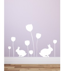 Tulpen mit Häschen als Wandtattoo
