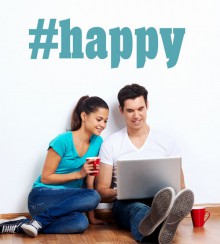 Hashtag happy als Wandtattoo