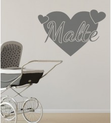 Herz mit Wunschname als Wandtattoo