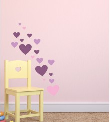 Herzen als Wandtattoo (3-farbig)