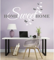 Home + Schmetterlinge 2-farbig als Wandtattoo