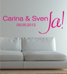 Ja + Namen und Datum als Wandtattoo