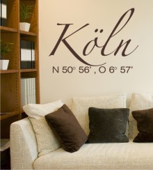 Köln Koordinaten als Wandtattoo