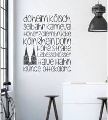 Köln in Wörtern als Wandtattoo