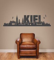 Skyline Kiel mit Schriftzug als Wandtattoo