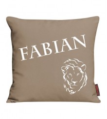 Kissen bedruckt mit Name und Löwe