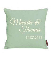 Kissen bedruckt mit Namen und Datum