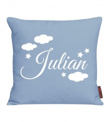 Kissen bedruckt mit Name, Sternchen und Wolken