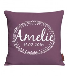 Kissen mit Name, Datum und Rahmen