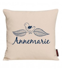 Kissen mit Name und Vogel