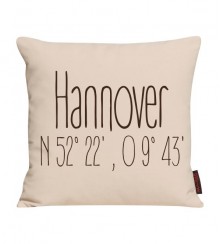 Kissen mit Stadt und Koordinaten