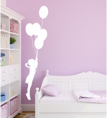 Mädchen mit Luftballons als Wandtattoo