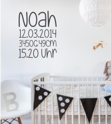 Geburtsdaten als Wandtattoo