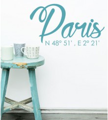 Paris Koordinaten als Wandtattoo