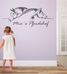 Pferde mit Wunschtext als Wandtattoo