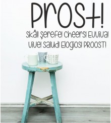 Prost in verschiedenen Spachen als Wandtattoo