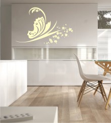 Schmetterling mit Blüten als Wandtattoo 