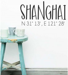Shanghai Koordinaten als Wandtattoo 