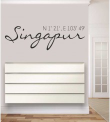 Singapur Koordinaten als Wandtattoo 