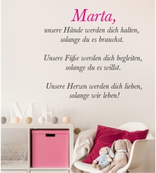 Unsere Hände mit Namen als Wandtattoo