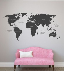 Weltkarte als Wandtattoo