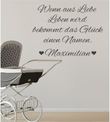 Bekommt das Glück + Name als Wandtattoo